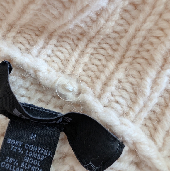 Vintage Y2K Express Womens Cream Chunky Wool Fisherman Belted Cardigan Sz M - Picture 5 of 10